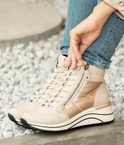 Remonte Dressy Cream Hi-Top Wedge Sneakers