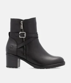 Remonte Fab Black Block Heel Ankle Boots