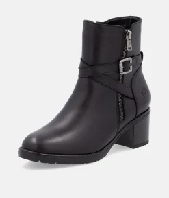 Remonte Fab Black Block Heel Ankle Boots