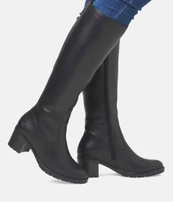Remonte Fab Black Leather Block Heel Boots