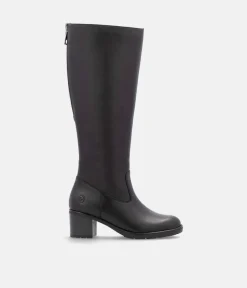 Remonte Fab Black Leather Block Heel Boots