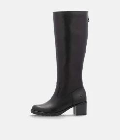 Remonte Fab Black Leather Block Heel Boots