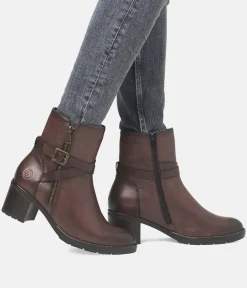Remonte Fab Brown Block Heel Ankle Boots