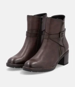 Remonte Fab Brown Block Heel Ankle Boots