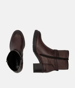 Remonte Fab Brown Block Heel Ankle Boots
