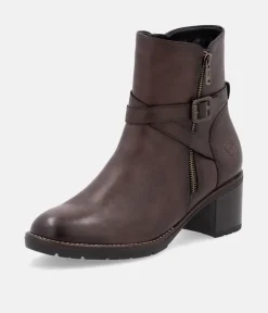 Remonte Fab Brown Block Heel Ankle Boots