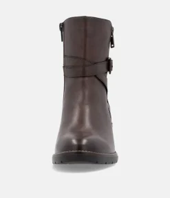 Remonte Fab Brown Block Heel Ankle Boots