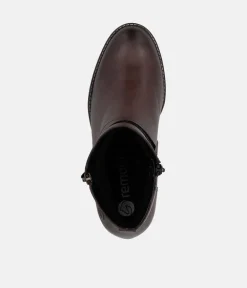 Remonte Fab Brown Block Heel Ankle Boots