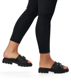 Remonte Fab Chunky Black Leather Sandals