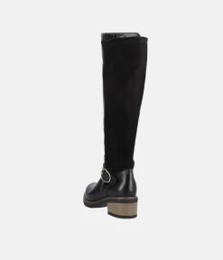 Remonte Fab Long Black Leather/Suede Boots
