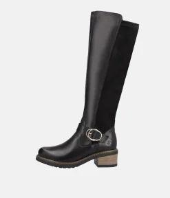 Remonte Fab Long Black Leather/Suede Boots