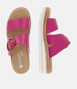Remonte Fab Slip On Pink Leather Sandals