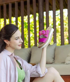 Remonte Fab Slip On Pink Leather Sandals