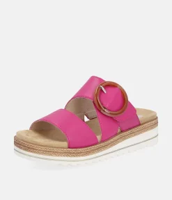 Remonte Fab Slip On Pink Leather Sandals