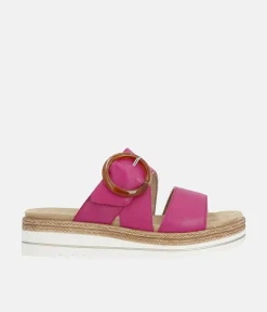Remonte Fab Slip On Pink Leather Sandals