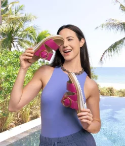 Remonte Fab Slip On Pink Leather Sandals