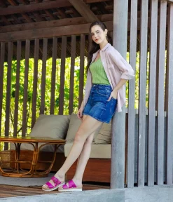 Remonte Fab Slip On Pink Leather Sandals