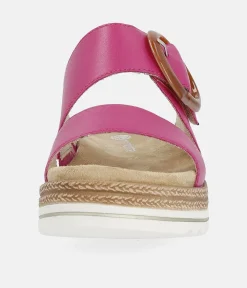 Remonte Fab Slip On Pink Leather Sandals
