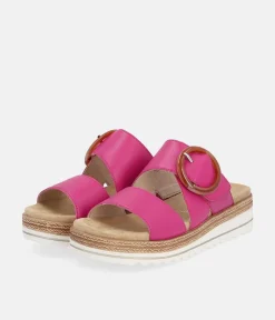 Remonte Fab Slip On Pink Leather Sandals