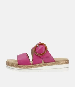 Remonte Fab Slip On Pink Leather Sandals