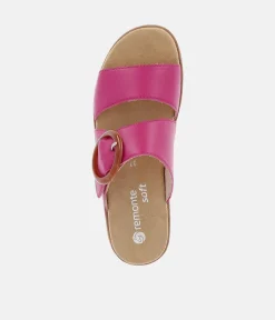 Remonte Fab Slip On Pink Leather Sandals