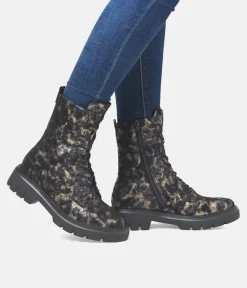 Remonte Fabulous Black Combi Leather Ankle Boots