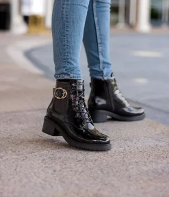 Remonte Fabulous Black Patent Ankle Boots