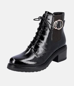 Remonte Fabulous Black Patent Ankle Boots
