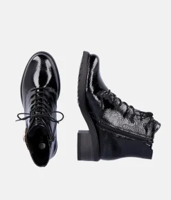 Remonte Fabulous Black Patent Ankle Boots