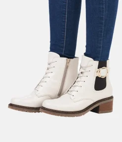 Remonte Fabulous Cream Patent Ankle Boots