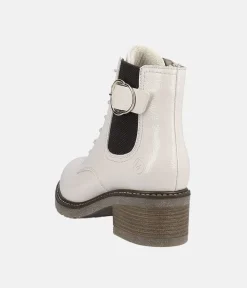 Remonte Fabulous Cream Patent Ankle Boots