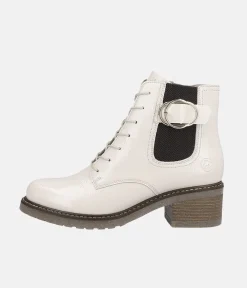Remonte Fabulous Cream Patent Ankle Boots