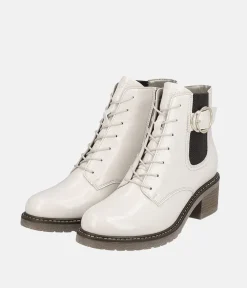 Remonte Fabulous Cream Patent Ankle Boots