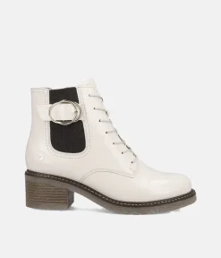 Remonte Fabulous Cream Patent Ankle Boots