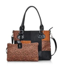 Remonte Fabulous Leopard Black Combi Tote