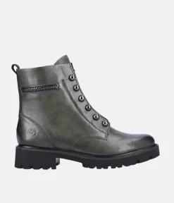 Remonte Fashionable Army Green Biker Style Ankle Boots