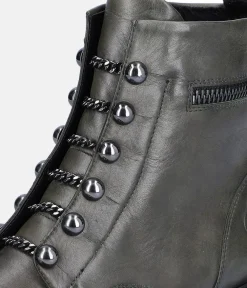 Remonte Fashionable Army Green Biker Style Ankle Boots