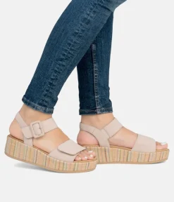 Remonte Fashionable Beige Multi Wedge Sandals