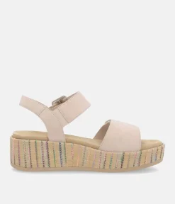 Remonte Fashionable Beige Multi Wedge Sandals