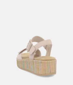 Remonte Fashionable Beige Multi Wedge Sandals