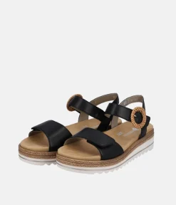 Remonte Fashionable Black Wedge Sandals