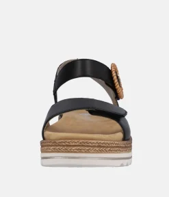 Remonte Fashionable Black Wedge Sandals