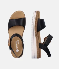 Remonte Fashionable Black Wedge Sandals