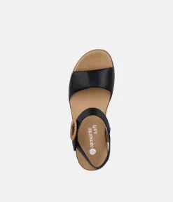 Remonte Fashionable Black Wedge Sandals