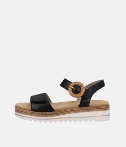 Remonte Fashionable Black Wedge Sandals