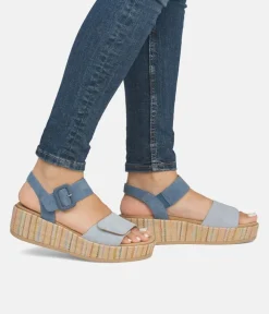 Remonte Fashionable Blue Multi Wedge Sandals