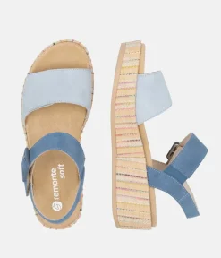 Remonte Fashionable Blue Multi Wedge Sandals