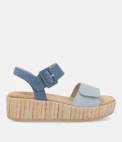 Remonte Fashionable Blue Multi Wedge Sandals