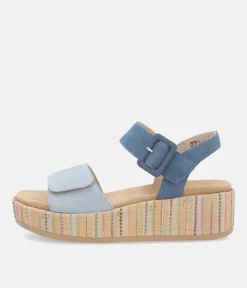 Remonte Fashionable Blue Multi Wedge Sandals