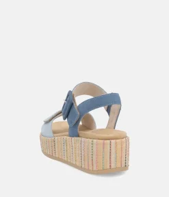 Remonte Fashionable Blue Multi Wedge Sandals